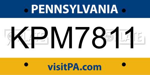 KPM7811 Pennsylvania License Plate