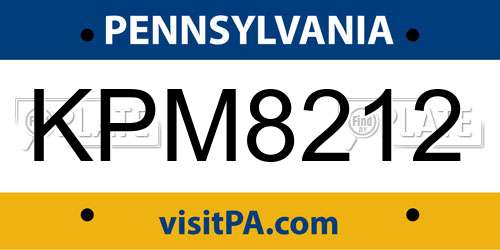 KPM8212 Pennsylvania License Plate