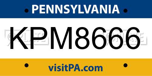KPM8666 Pennsylvania License Plate