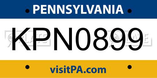 KPN0899 Pennsylvania License Plate