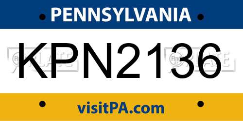 KPN2136 Pennsylvania License Plate