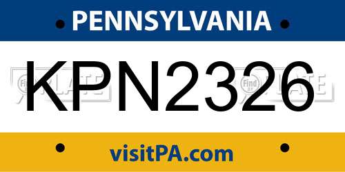 KPN2326 Pennsylvania License Plate