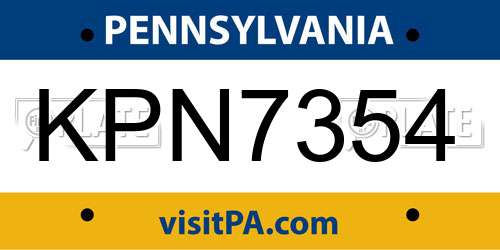 KPN7354 Pennsylvania License Plate