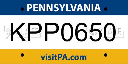 KPP0650 Pennsylvania License Plate