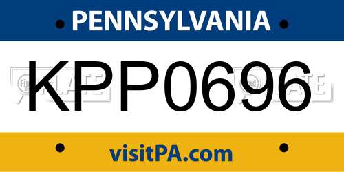KPP0696 Pennsylvania License Plate