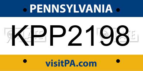 KPP2198 Pennsylvania License Plate