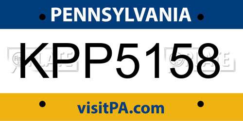 KPP5158 Pennsylvania License Plate