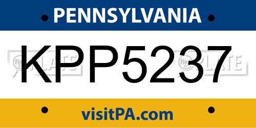 KPP5237 Pennsylvania License Plate