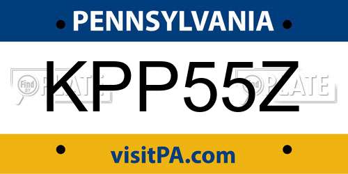 KPP55Z Pennsylvania License Plate