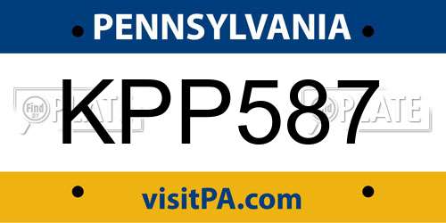 KPP587 Pennsylvania License Plate
