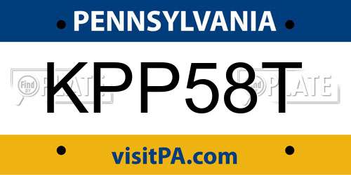 KPP58T Pennsylvania License Plate