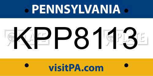 KPP8113 Pennsylvania License Plate