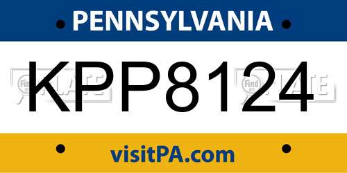 KPP8124 Pennsylvania License Plate