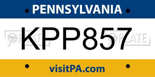KPP857 Pennsylvania License Plate