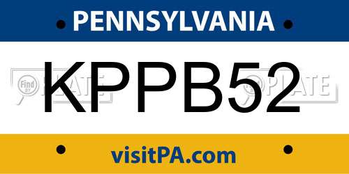 KPPB52 Pennsylvania License Plate