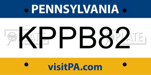 KPPB82 Pennsylvania License Plate