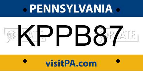 KPPB87 Pennsylvania License Plate