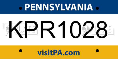 KPR1028 Pennsylvania License Plate