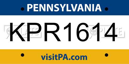 KPR1614 Pennsylvania License Plate