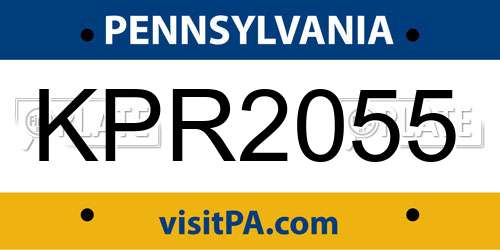 KPR2055 Pennsylvania License Plate