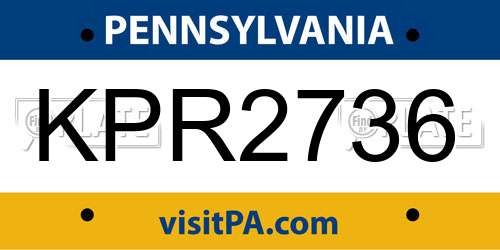 KPR2736 Pennsylvania License Plate
