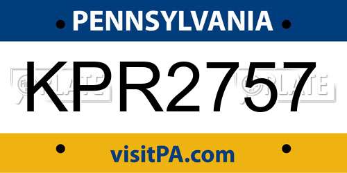 KPR2757 Pennsylvania License Plate