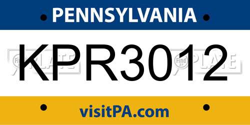 KPR3012 Pennsylvania License Plate
