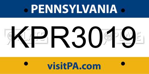 KPR3019 Pennsylvania License Plate