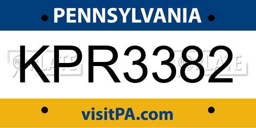 KPR3382 Pennsylvania License Plate