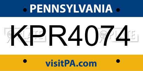 KPR4074 Pennsylvania License Plate