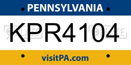 KPR4104 Pennsylvania License Plate