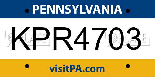 KPR4703 Pennsylvania License Plate