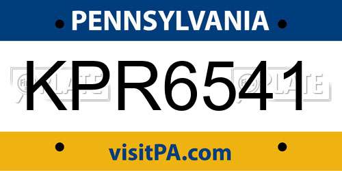 KPR6541 Pennsylvania License Plate