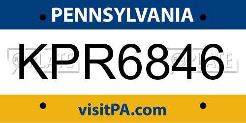 KPR6846 Pennsylvania License Plate
