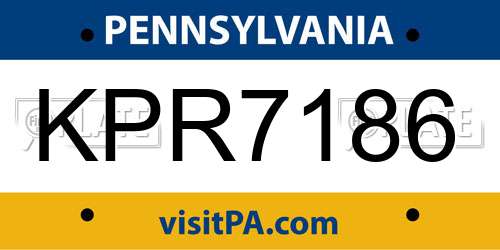 KPR7186 Pennsylvania License Plate