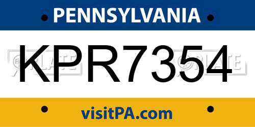 KPR7354 Pennsylvania License Plate