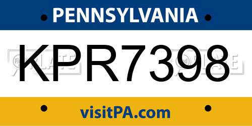 KPR7398 Pennsylvania License Plate