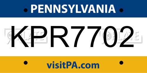 KPR7702 Pennsylvania License Plate