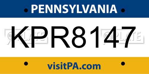 KPR8147 Pennsylvania License Plate