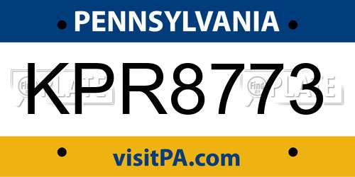 KPR8773 Pennsylvania License Plate