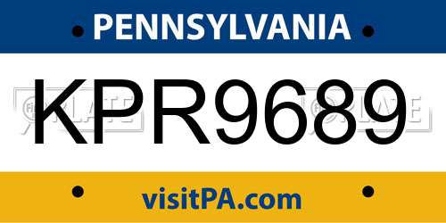 KPR9689 Pennsylvania License Plate