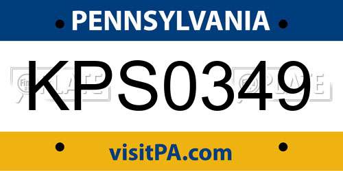 KPS0349 Pennsylvania License Plate
