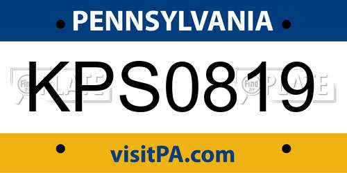 KPS0819 Pennsylvania License Plate
