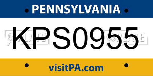 KPS0955 Pennsylvania License Plate