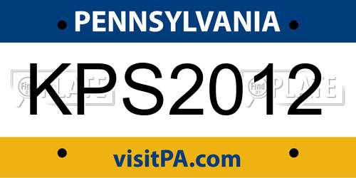KPS2012 Pennsylvania License Plate