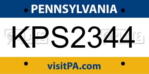 KPS2344 Pennsylvania License Plate