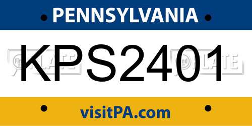 KPS2401 Pennsylvania License Plate