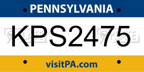 KPS2475 Pennsylvania License Plate