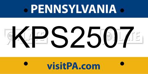 KPS2507 Pennsylvania License Plate