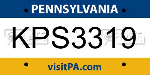 KPS3319 Pennsylvania License Plate